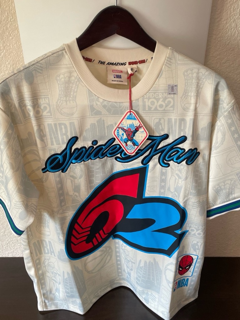 Marvel Spider-Man White Tee with Red and Blue Graphics